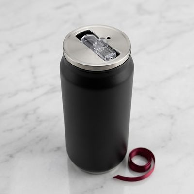 Lata térmica negra con tapa metálica deslizable