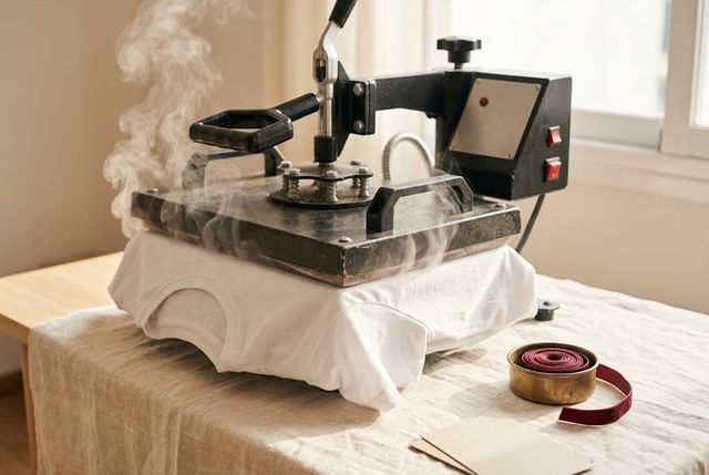 Plancha térmica prensando una playera