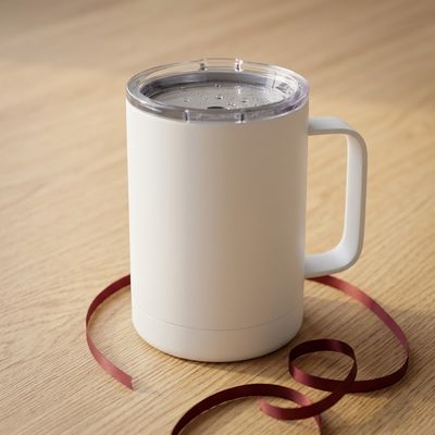 Rambler térmico blanco con asa y tapa transparente
